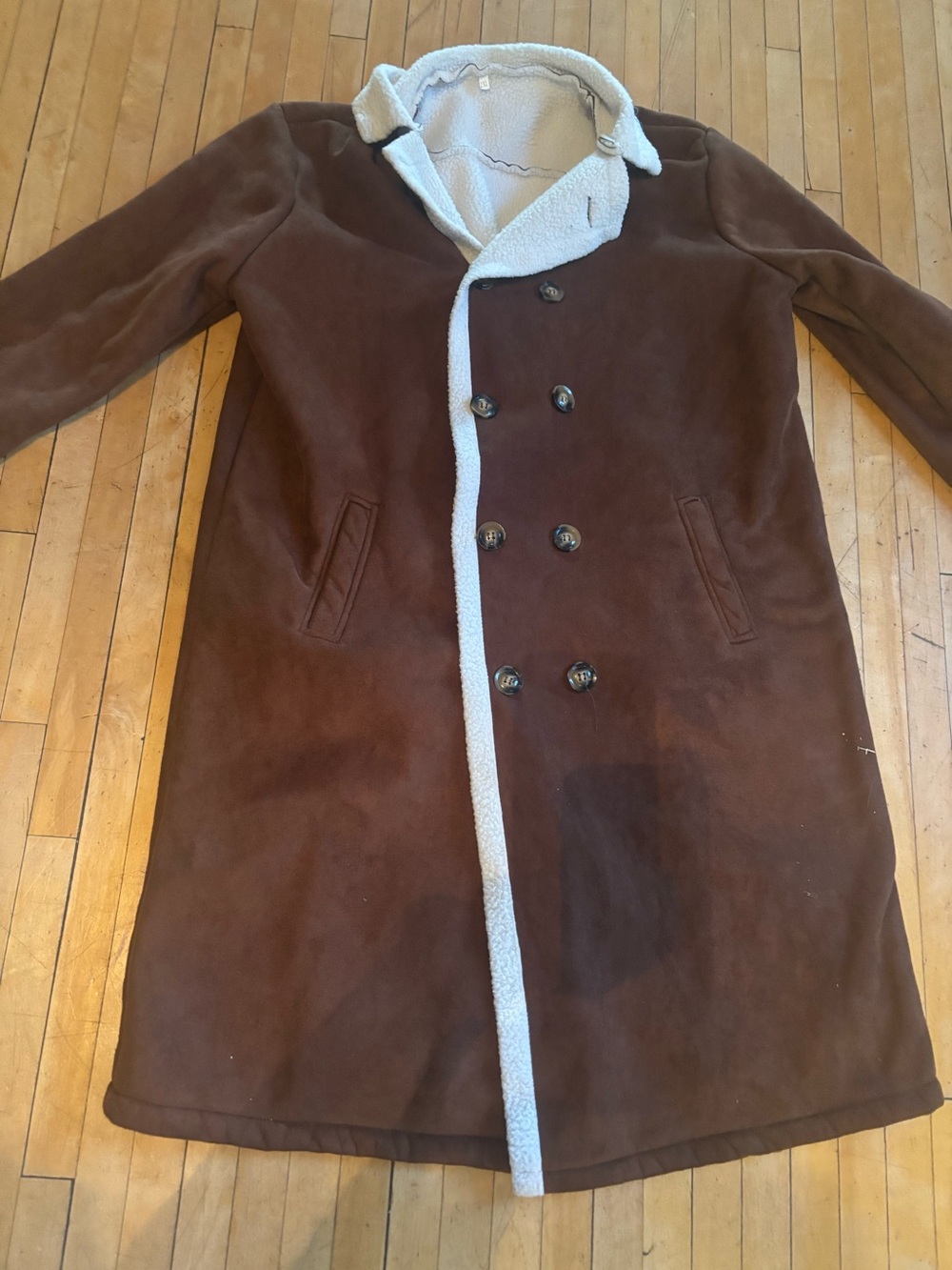 Women’s Brown Shearling-Lined Long Coat